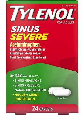TYLENOL Tylenol Sinus Congestion & Pain, Severe Caplets Daytime Non-Drowsy 24 EA (Pack of 3) 