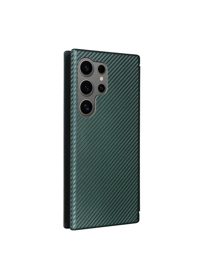 S-TOP Case For Samsung Galaxy S25 Ultra 5G Carbon Fiber Texture Flip Leather Phone Case - Image 3