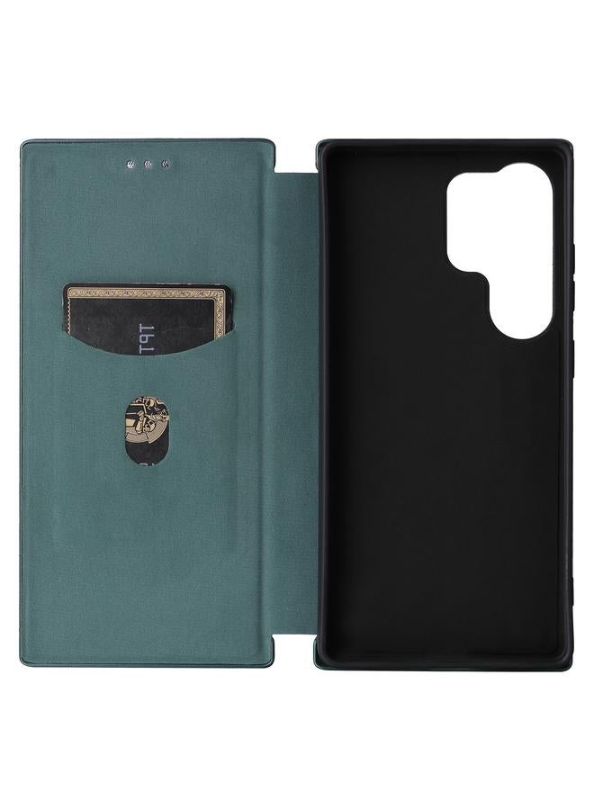 S-TOP Case For Samsung Galaxy S25 Ultra 5G Carbon Fiber Texture Flip Leather Phone Case - Image 4