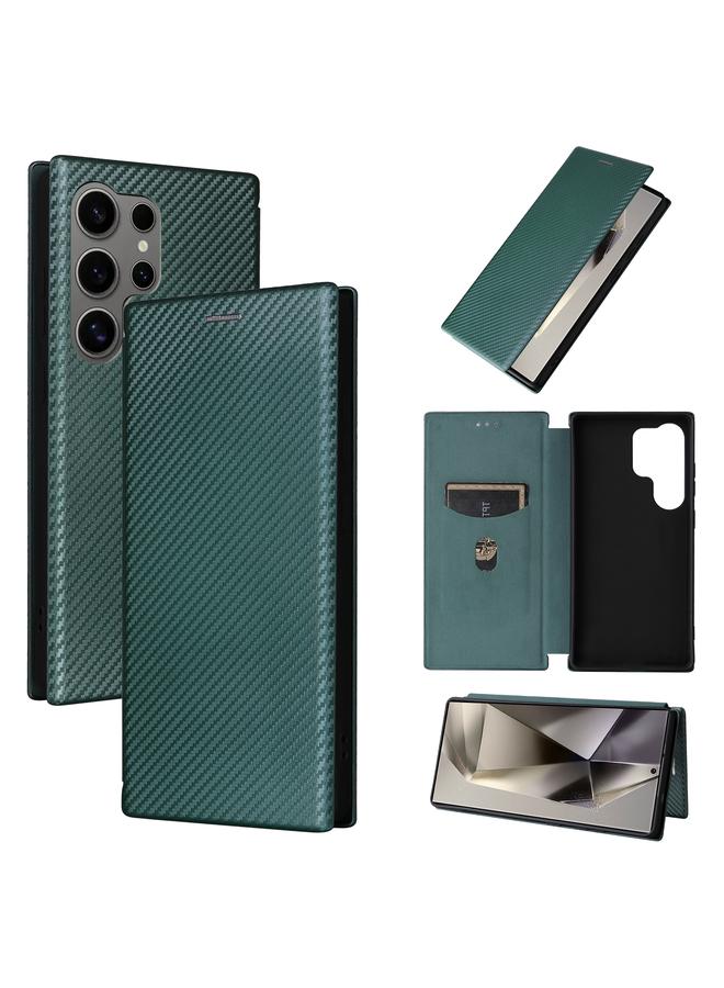 S-TOP Case For Samsung Galaxy S25 Ultra 5G Carbon Fiber Texture Flip Leather Phone Case - Image 1