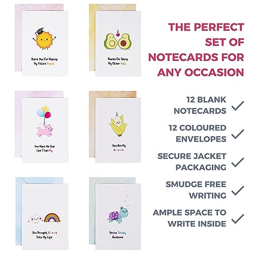 DOODLE Set of 12 Blank Notecards | Coloured Envelopes | Jacket Style Packaging | 6 Different Designs for all Occasions | 3 x 4.25 inches, 160 gsm - Image 3
