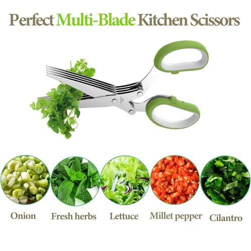 JOFUYU 2025 Upgraded Herb Scissors, Effortless Herb Shears Cutter Tool with Sharp Stainless Steel Blades for Fresh Herbs, Must-Have Kitchen & Cooking Gadget, Green - Image 3