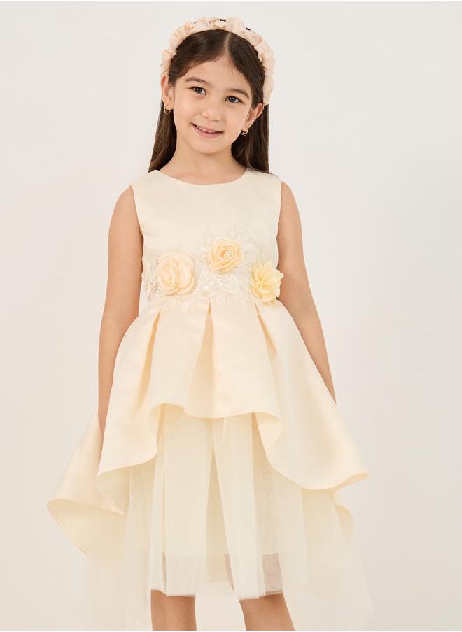 Styli Embellished Floral Corsage Waist Dress with Bolero  - Image 2
