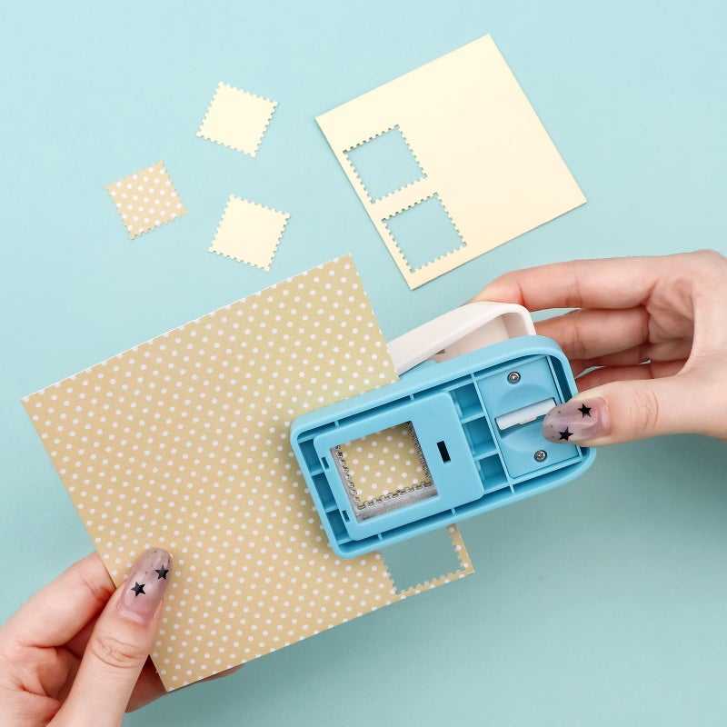 BAOFALI Stamp Puncher 1x1inch Square Postage Stamp Punch |Stamp Hole Puncher| Scalloped Rectangle Lever Action Paper Punches for Crafting Scrapbooking DIY Card Making Arts Crafts Supplies - Image 5