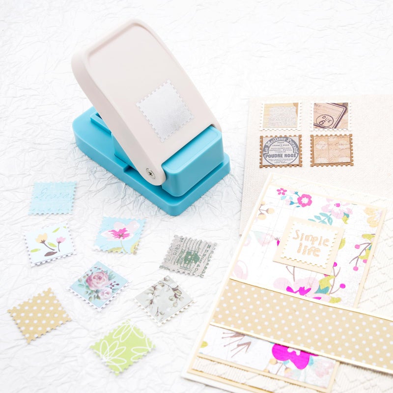 BAOFALI Stamp Puncher 1x1inch Square Postage Stamp Punch |Stamp Hole Puncher| Scalloped Rectangle Lever Action Paper Punches for Crafting Scrapbooking DIY Card Making Arts Crafts Supplies - Image 3