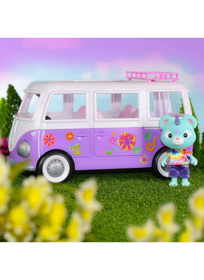 Sunny Days Entertainment - Honey Bee Acres Rainbow Ridge Flower Groove Van Purple Vehicle With Exclusive Unicorn Figure ; Tie Dye Stickers To Customize Toy - Image 1