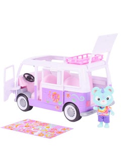 Honey Bee Acres Rainbow Ridge Flower Groove Van Purple Vehicle With Exclusive Unicorn Figure ; Tie Dye Stickers To Customize Toy