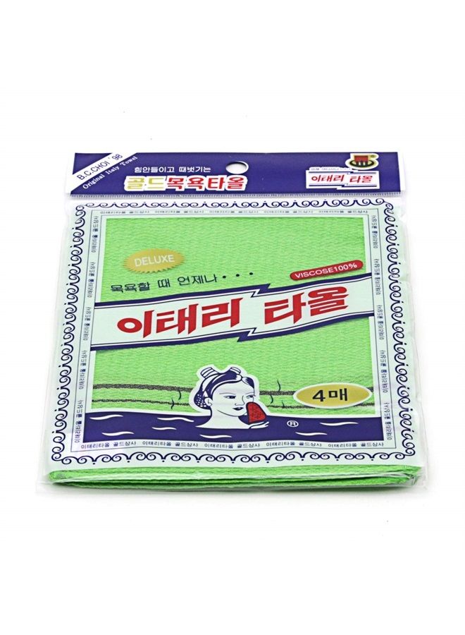 GOLDSANGSA منشفة كورية مقشرة 12 قطعة (أخضر4، أحمر4، أصفر4) / منشفة كورية إيطالية للعناية بالبشرة مقشرة لإزالة الجلد الميت - Image 4