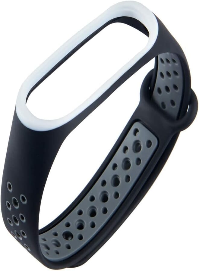 Humble Premium Soft Silicone Mi Band 4 Strap Waterproof Compatible with Xiaomi Mi Band 4 & Mi Band 3 Strap, Soft Silicone Air-Hole Replacement Wristbands (Black & Grey)