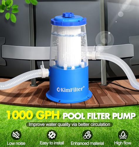 KimFilter Transparent 1000 GPH Above Ground Pool Filter Pump – Easy Cartridge Status Viewing | Powerful Pool Cartridge Filter Pump System | Enhanced Circulation & Filtration for Crystal-Clear Water - Image 2