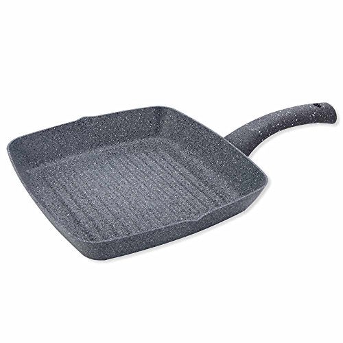 Wonderchef Granite Non-Stick Grill Pan 24cm for Kitchen, 1.8L Non-toxic Chemical & PFOA Free, Low-oil Cooking, Scratch-resistant, Gas Stove & Induction Friendly, Soft-Touch Handle, 2-Yr Warranty, Grey - Image 1