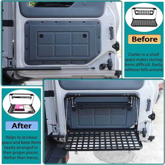 rayihni Car Rear Door Storage Cargo Luggage Holder Carrier Compatible with Ineos Grenadier 2020-2024Aluminum Alloy Tailgate Multi-Function Foldable Tray Rack Storage Rack Modified Parts - Image 3
