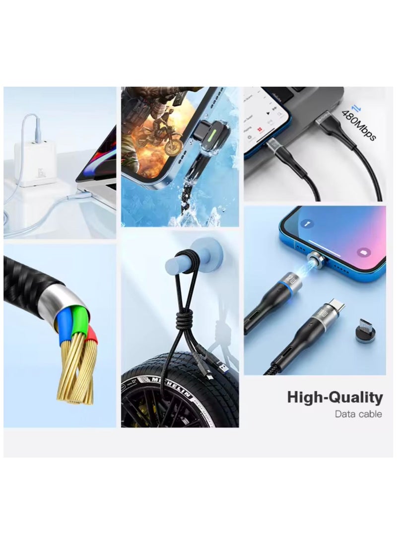 USB to USB Type-C - LED Display Fast Charger Cable Revolutionize Your Charging Experience: Dual Functionality, 3.3 ft., Real-Time Display, and Unmatched Durability, Data Nylon Braided Cable, Black