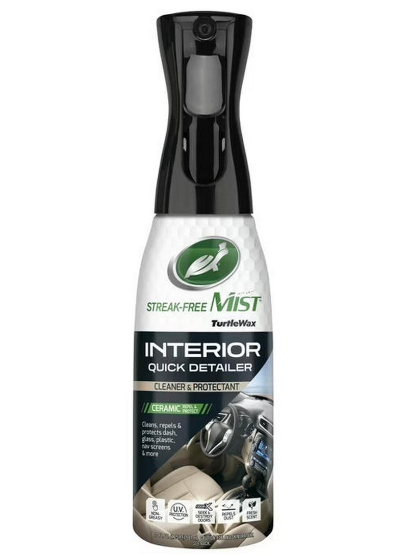 Turtle wax Streak-Free Mist Interior Quick Detailer Cleaner & Protectant Ceramic Repel & Protect Fresh Scent Uv Protection 591 ML - Image 1