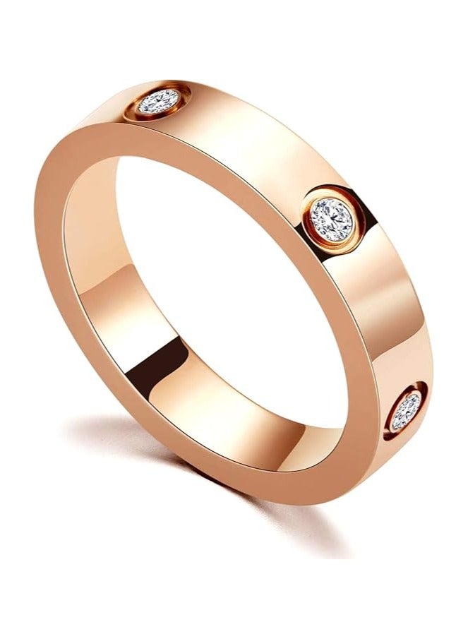 18K White Gold Plated Cubic Zirconia Promise Ring for Women – Stainless Steel Love Friendship Wedding Band Gift - Size 10
