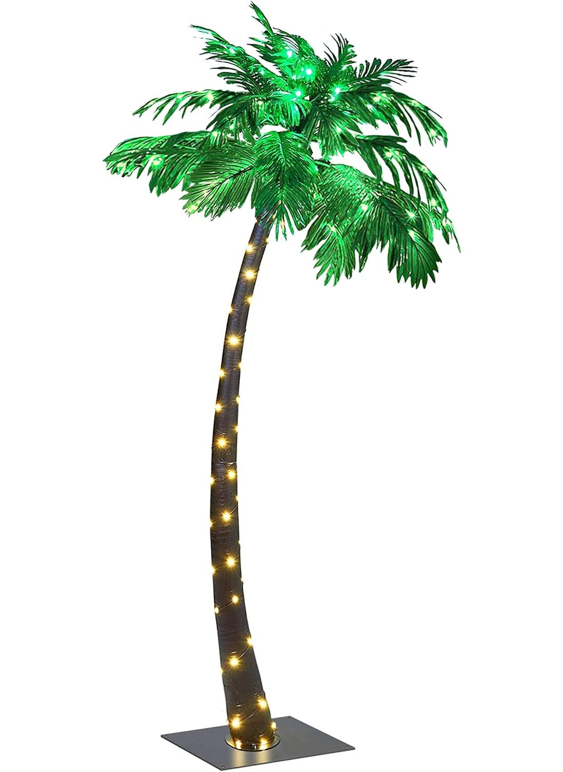 Lightshare LIGHTSHARE 7FT Lighted Palm Tree Green LED Artificial Tree for Patio Poolside Tropical Summer Dcor Indoor Outdoor Use  - Image 1