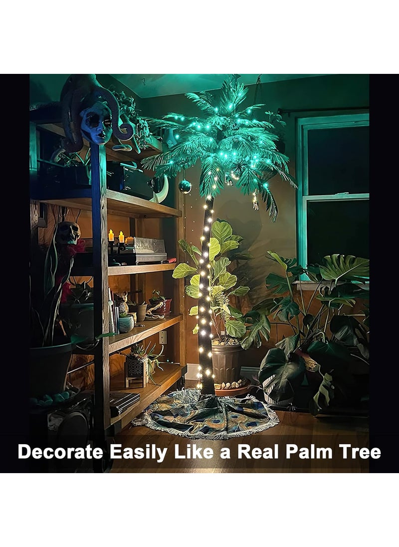 Lightshare LIGHTSHARE 7FT Lighted Palm Tree Green LED Artificial Tree for Patio Poolside Tropical Summer Dcor Indoor Outdoor Use  - Image 4