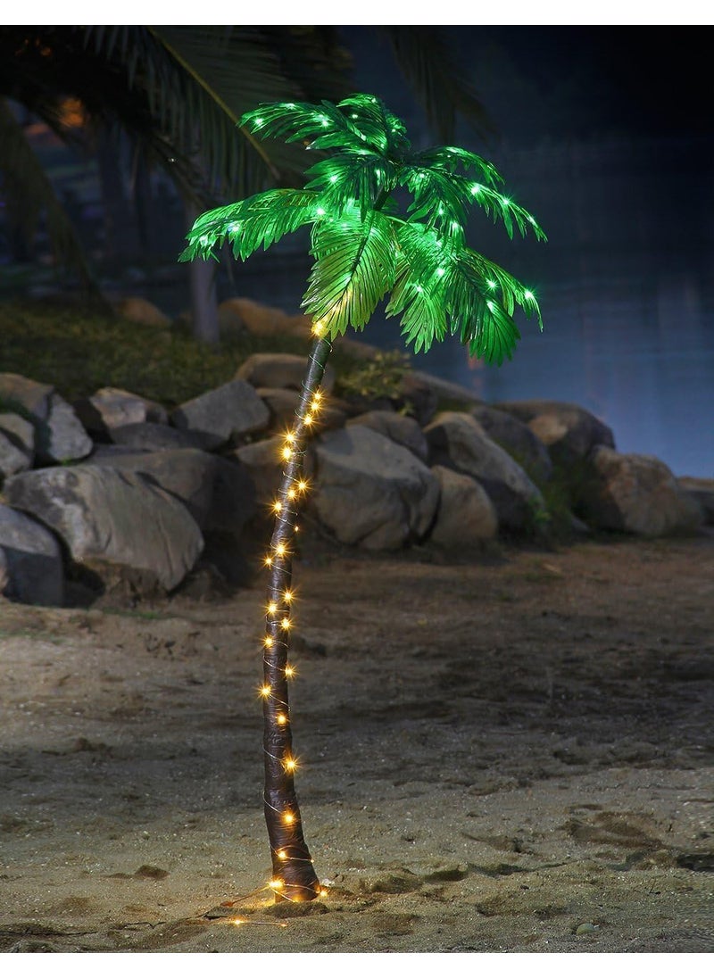 Lightshare LIGHTSHARE 7FT Lighted Palm Tree Green LED Artificial Tree for Patio Poolside Tropical Summer Dcor Indoor Outdoor Use  - Image 5