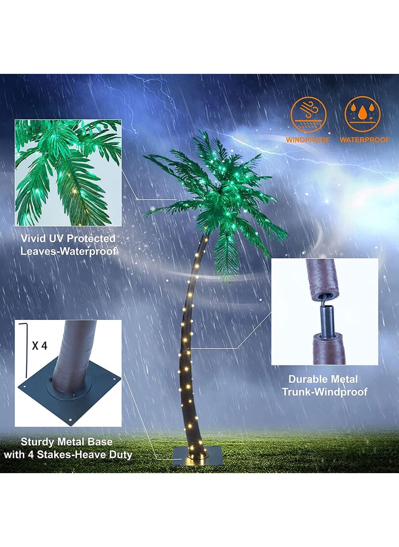 Lightshare LIGHTSHARE 7FT Lighted Palm Tree Green LED Artificial Tree for Patio Poolside Tropical Summer Dcor Indoor Outdoor Use  - Image 3