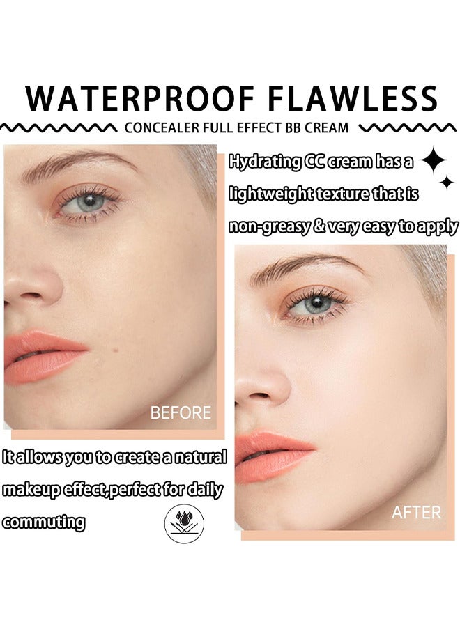 OCHEAL CC + Liquid Foundation, SPF50+ PA++++ Sunscreen, Colour Correcting Face Sunscreen And Foundation, Pre-Makeup Primer Moisturizing Skin Concealer, Ivory Color - Image 4