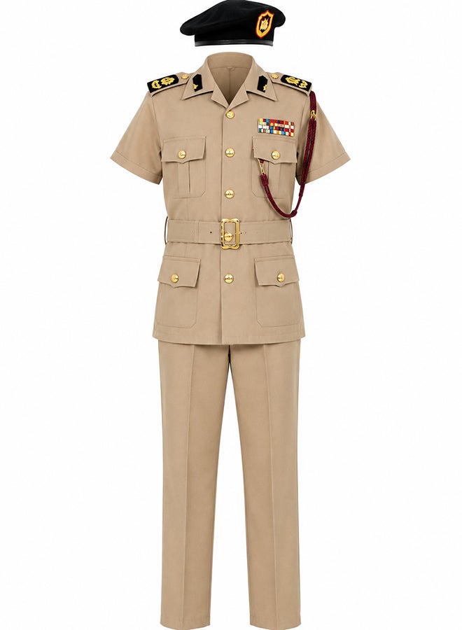 Toy Land Kids Police Officer Costume Set for Boys – Khaki Police Uniform with Beret Fancy Dress Outfit for boys of age 12 to 13 years - Image 1