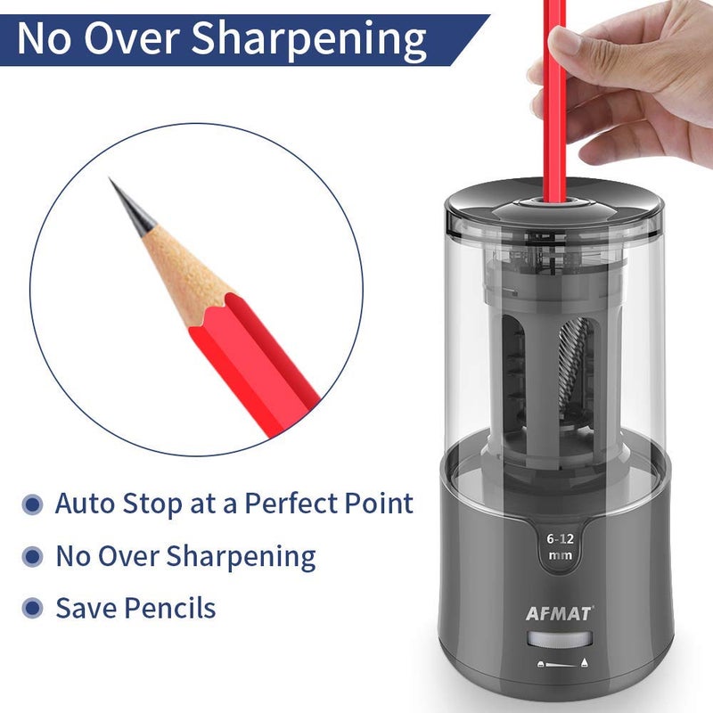 AFMAT Electric Pencil Sharpener, Heavy Duty Pencil Sharpeners for 6-12mm No.2/Colored Pencils, Auto Stop, Super Sharp & Fast, Electric Pencil Sharpener Plug in for Office, Home, PS91 - Image 4