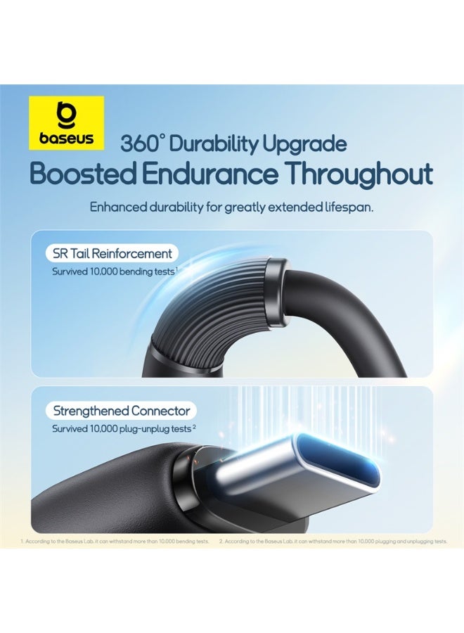 بيسوس Baseus Ultra-Fast Fast Charging Cable USB-A to M+L+C 3.5A 0.8m - Cosmic Black black - Image 2