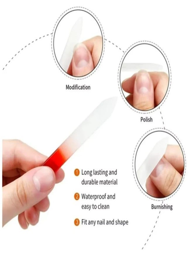 Aoshang 3 Pack Glass Nail File, Crystal Double Sided Etched Filing Surface Finger Nail Files for Professional Manicure/Pedicure Care with Case （Blue，Sliver，Pink） - Image 5