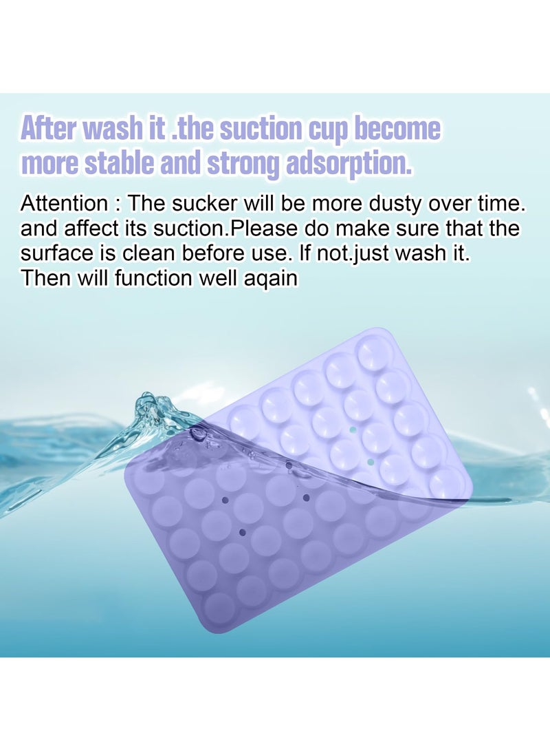 2-piece set of 40 silicone suction cup phone cases, double-sided installation, hands-free grip for phone accessories, suitable for selfies and videos, square double-sided silicone phone holder, suitable for iPhone and Android light purple - Image 5