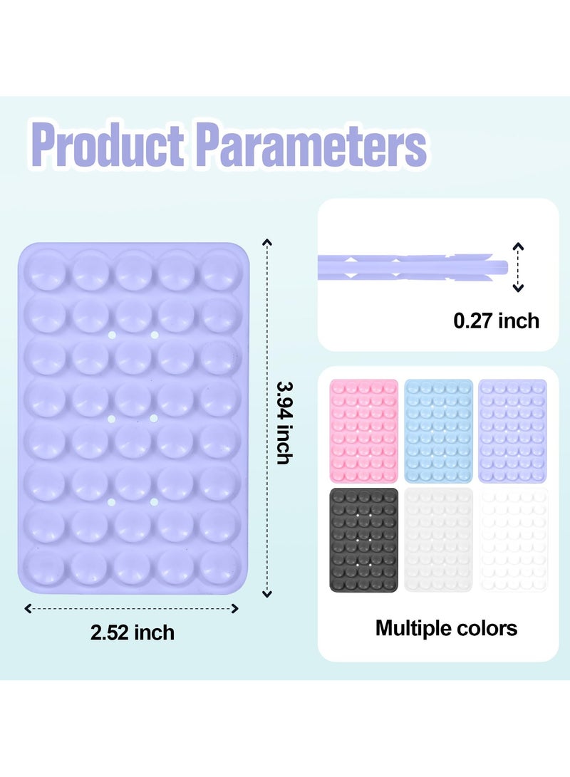 2-piece set of 40 silicone suction cup phone cases, double-sided installation, hands-free grip for phone accessories, suitable for selfies and videos, square double-sided silicone phone holder, suitable for iPhone and Android light purple - Image 3
