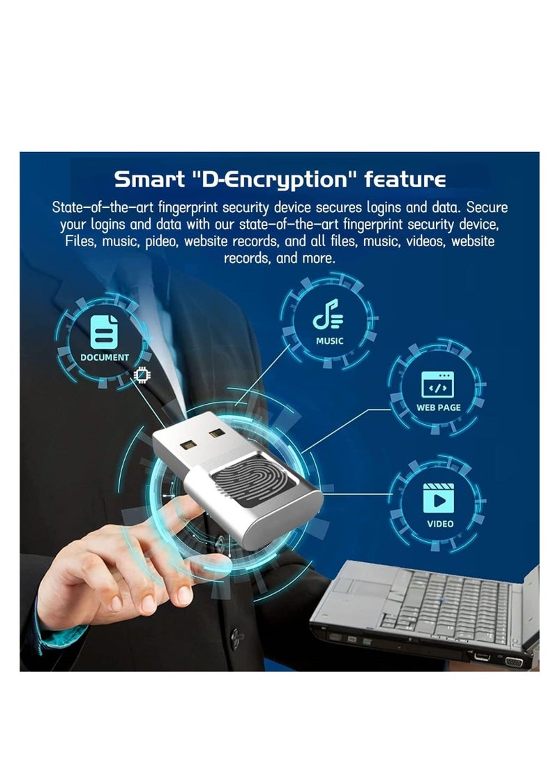 Captaintech USB Fingerprint Reader Mini Fingerprint Scanner PC Dongle Windows Hello Fingerprint Reader for PC Laptop 360 Degree Touch Speedy Matching Biometric Portable USB Fingerprint Logger for Windows 10/11 - Image 4