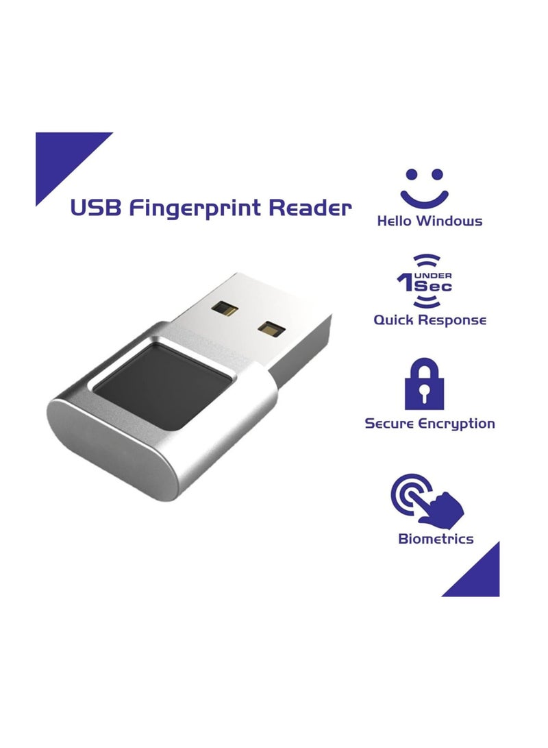 Captaintech USB Fingerprint Reader Mini Fingerprint Scanner PC Dongle Windows Hello Fingerprint Reader for PC Laptop 360 Degree Touch Speedy Matching Biometric Portable USB Fingerprint Logger for Windows 10/11 - Image 2