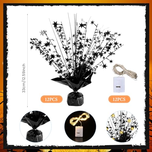 LAIAMER 12 Pack Metallic Foil Spray Centerpiece Star Table Decoration Burst Table Centerpieces for Birthday Graduation Wedding Anniversary Holiday Party Supplies Decor Black - Image 5