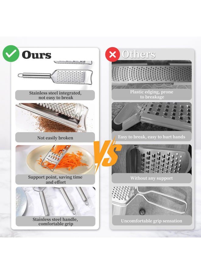 Tongjude Stainless Steel Cheese Grater Set, Set of 5 Kitchen Grater & Peeler & Slicer, Lemon Zester with Cleaning Brush for Vegetable, Fruit, Chocolate - Image 5