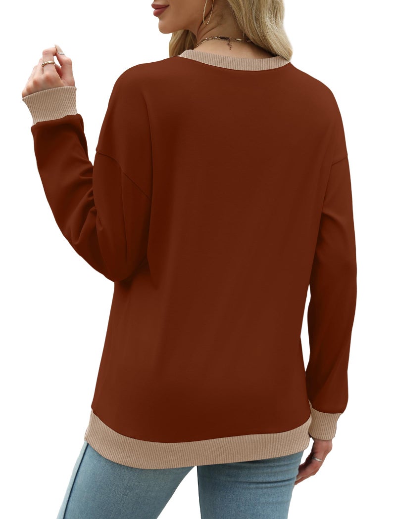 Saloogoe Women's Sweaters Pullover Long Sleeve Tops Plus Size Fall Clothes Outfits 2025 Womens Fashion Clothing Winter Caramel L - Image 4