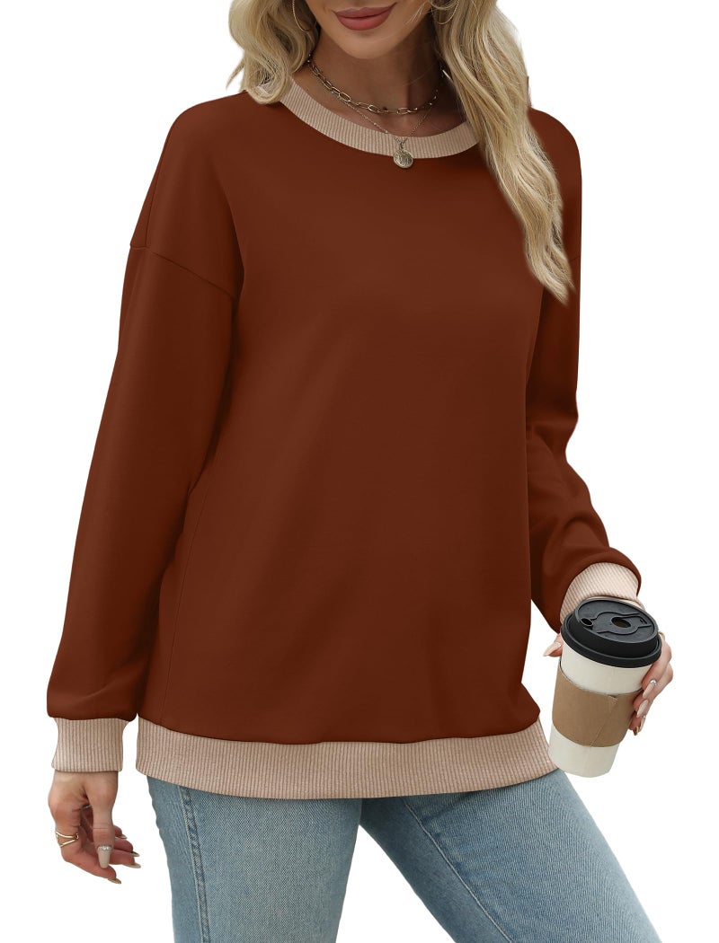 Saloogoe Women's Sweaters Pullover Long Sleeve Tops Plus Size Fall Clothes Outfits 2025 Womens Fashion Clothing Winter Caramel L - Image 3