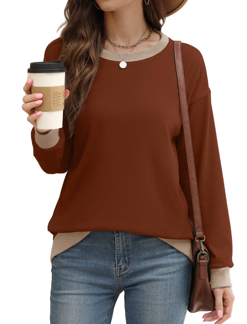 Saloogoe Women's Sweaters Pullover Long Sleeve Tops Plus Size Fall Clothes Outfits 2025 Womens Fashion Clothing Winter Caramel L - Image 2