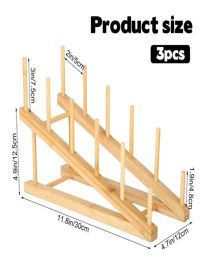 Rainmae 3 Pcs Bookshelf Holder, Wood Book Stand for Display 5-Tier Tabletop Small Kids Bookshelf Portable Book Rack Organizer Plate Holder for Vendor Events Art Platter Craft Show Retail Magazine Record - Image 2