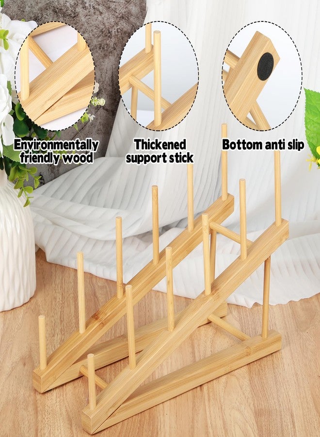 Rainmae 3 Pcs Bookshelf Holder, Wood Book Stand for Display 5-Tier Tabletop Small Kids Bookshelf Portable Book Rack Organizer Plate Holder for Vendor Events Art Platter Craft Show Retail Magazine Record - Image 3