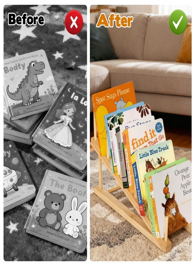 Rainmae 3 Pcs Bookshelf Holder, Wood Book Stand for Display 5-Tier Tabletop Small Kids Bookshelf Portable Book Rack Organizer Plate Holder for Vendor Events Art Platter Craft Show Retail Magazine Record - Image 4