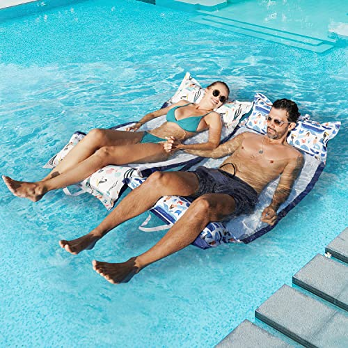 FindUWill 2Pack Fabric Pool Floats Inflatable Water Hammocks XL Large Pool Float Lounger Chair for Adult - Image 5
