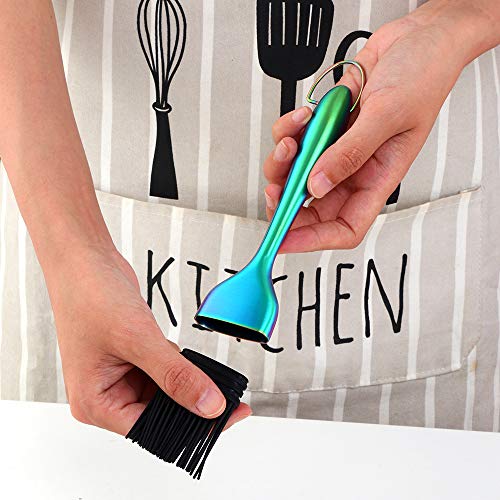 mingcheng 2 Pack Grill Basting Brush with 2 Pack Back Up Silicone Brush Heads, No Shed Bristles Stainless Steel Handles Heatproof Rust Resistant, Pastry Brushes for Kitchen Cooking BBQ, Dishwasher Safe Rainbow - Image 5