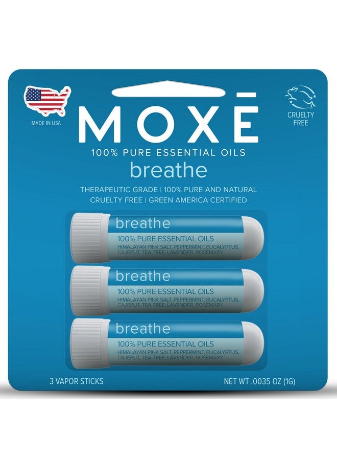 MOXE MOXE Breathe | Himalayan Salt Inhaler | Help Clear Congestion, Boost Focus and Improve Breathing | Natural Aromatherapy | Peppermint, Lavender and Tee Tree Essential Oil (3 Pack) - Image 1