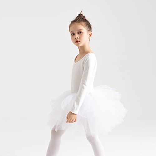 Tutu.kk Toddler Girls Tutu Ballet Dress Gymnastics Long Sleeve 4-Layers Tulle Tutu Leotard Black 2 Years - Image 3
