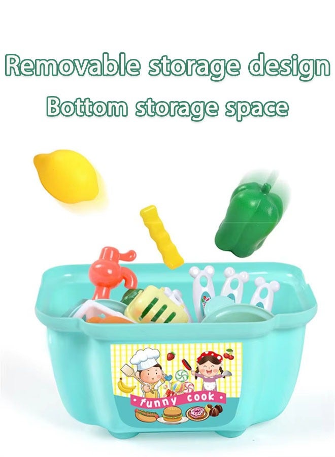 Play Kitchen for Kids, Kids Play Kitchen Playset Chef Pretend Play Set for Toddlers , Pretend Play Toys , Toys Kitchen with 22 Pcs Toy Food & Cookware Accessories (Blue) - Image 4