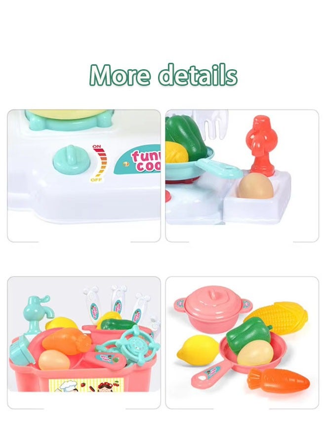 Play Kitchen for Kids, Kids Play Kitchen Playset Chef Pretend Play Set for Toddlers , Pretend Play Toys , Toys Kitchen with 22 Pcs Toy Food & Cookware Accessories (Blue) - Image 5