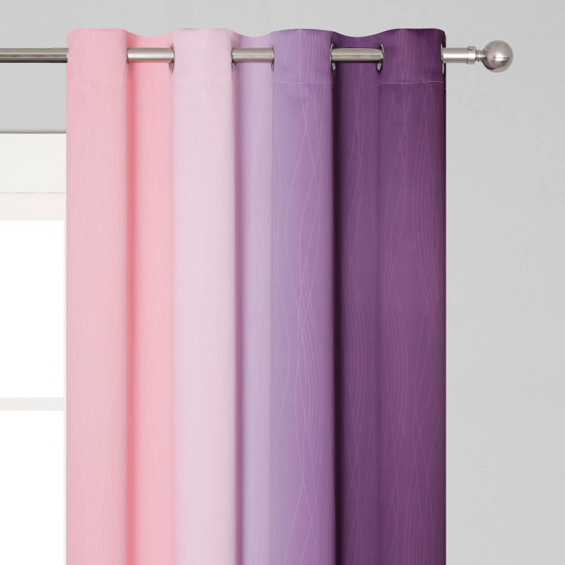 Estelar Textiler Ombre Pink and Purple Blackout Curtains 72 Inch Length 2 Panels  Full Light Blocking Curtains for Bedroom  Grommet Thermal Insulated Gradient Drapes for Living Room  52x72 Inch - Image 4