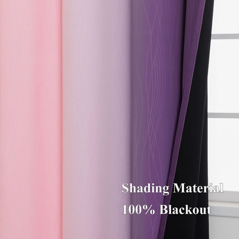 Estelar Textiler Ombre Pink and Purple Blackout Curtains 72 Inch Length 2 Panels  Full Light Blocking Curtains for Bedroom  Grommet Thermal Insulated Gradient Drapes for Living Room  52x72 Inch - Image 5