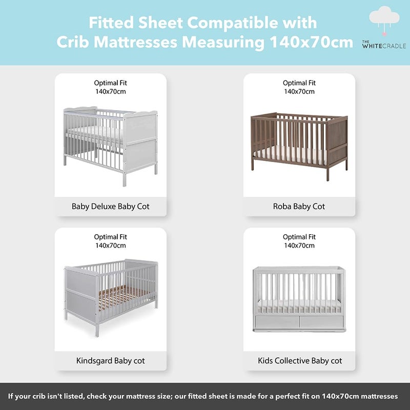 The White Cradle Cotton Baby Crib Fitted Bed Sheets for Cot Organic Twill Fabric Baby Bedding for New Born Infants Toddlers 55x28 Pack of 2 The White Cradle Pink Bear 1 and 2 - Image 5