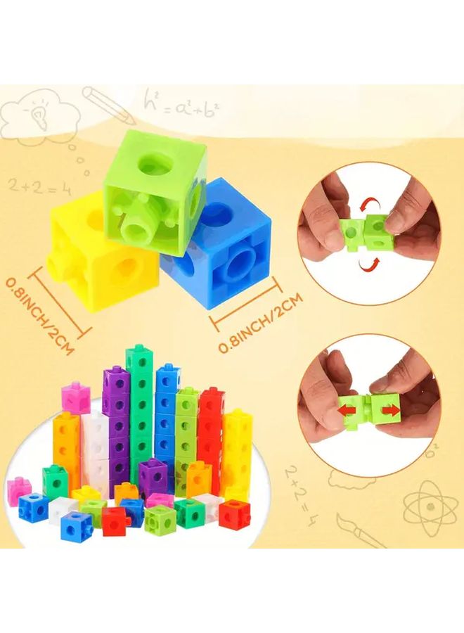 100 قطعة مكعبات بلاستيكية ملونة متصلة، مكعبات حسابية، ألعاب تعليمية للعد والنشاط - Image 3